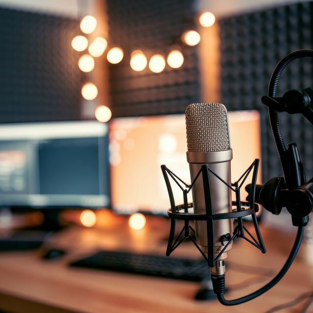 ai generated, podcast, microphone